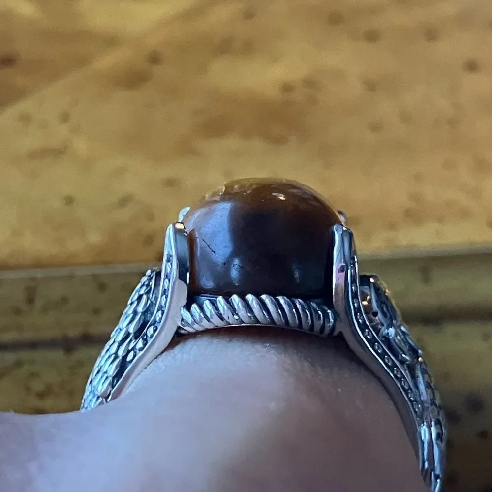 Natural Tiger’s Eye Eagle Ring Size 8